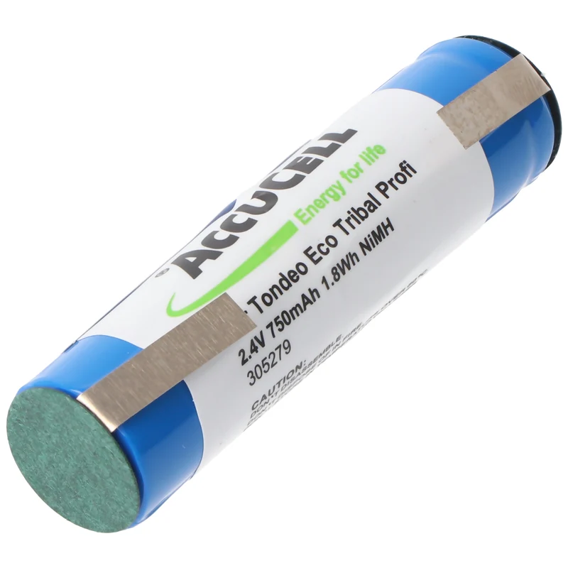 AccuCell NiMH AkkuPack 2,4 Volt, 750mAh, 47,7x14,5mm für Zahnbürsten