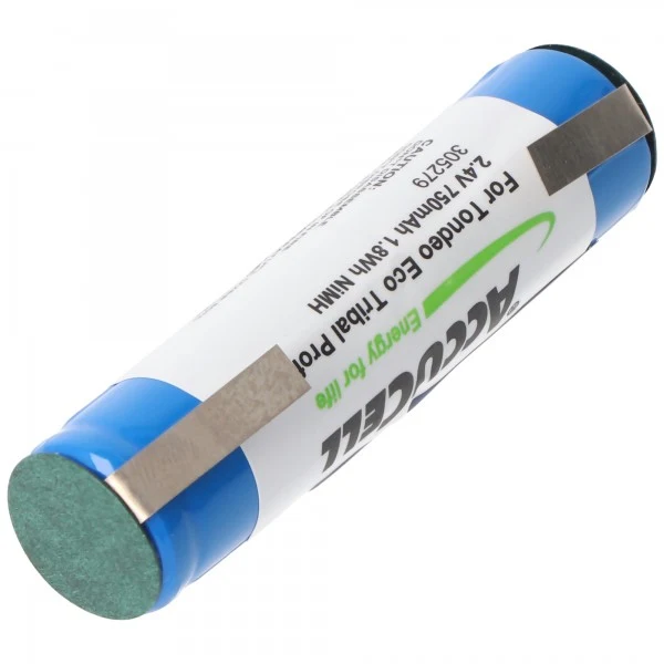 AccuCell NiMH AkkuPack 2,4 Volt, 750mAh, 47,7x14,5mm für Zahnbürsten