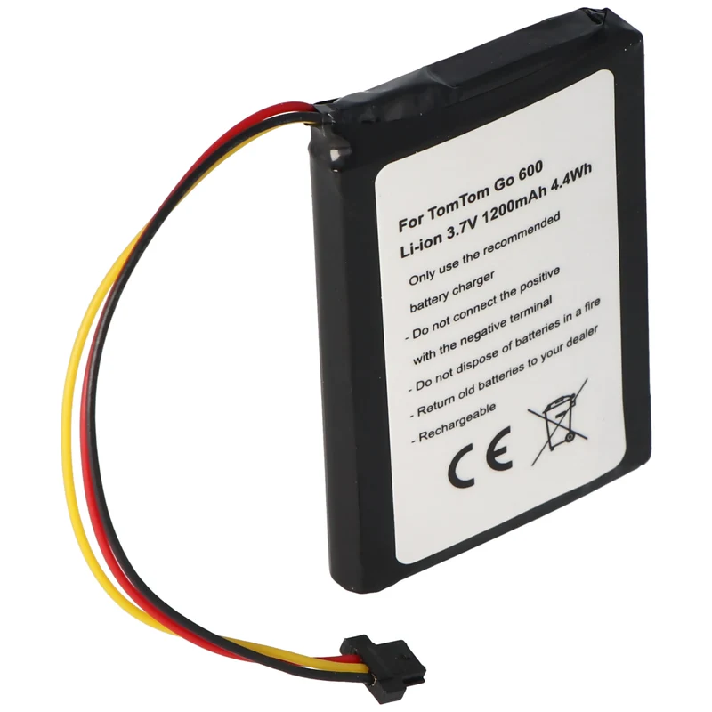 AccuCell Akku passend für TomTom Go 600, TomTom Go 610 Li-Ion, 3,7V, 1200mAh, 4,4Wh