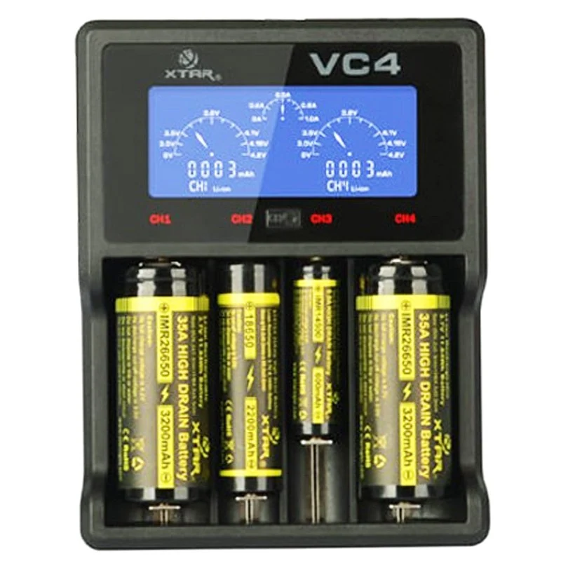 Xtar VC4 18650 Li-Ion Akku und 4fach Li-Ion Schnell-Ladegerät (inkl. 2 Akkus)