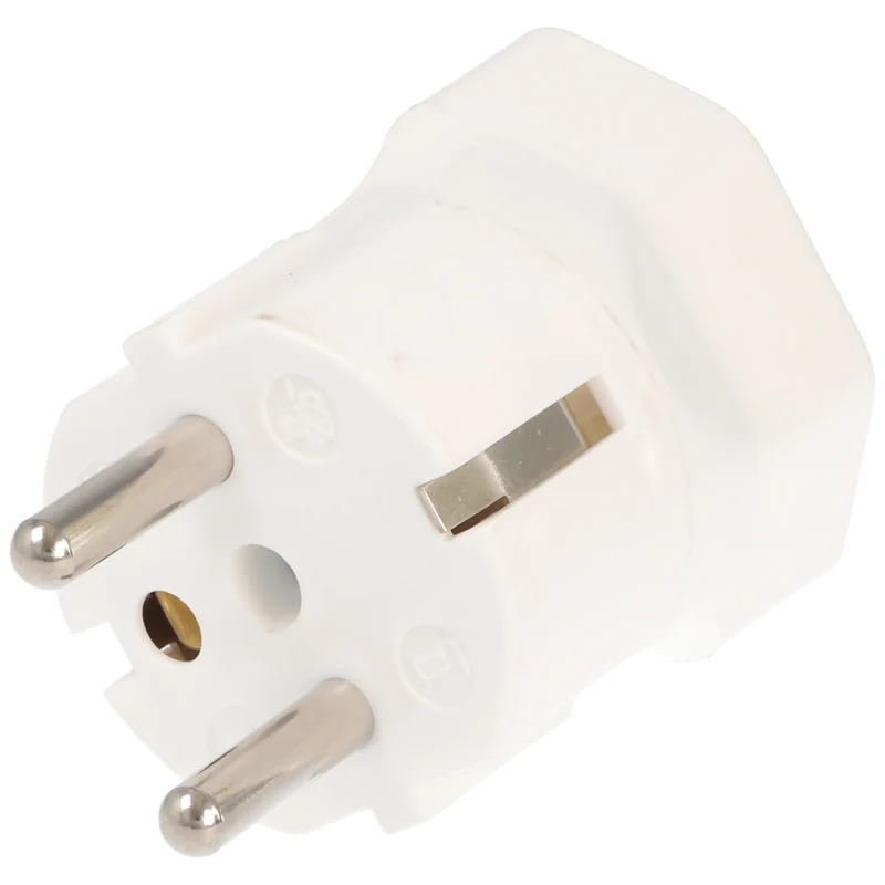 AccuCell Schweiz-Adapter weiss vom schweizer Stecker 3pin auf Schukokupplung 2pin mit Erdleiter und 10A