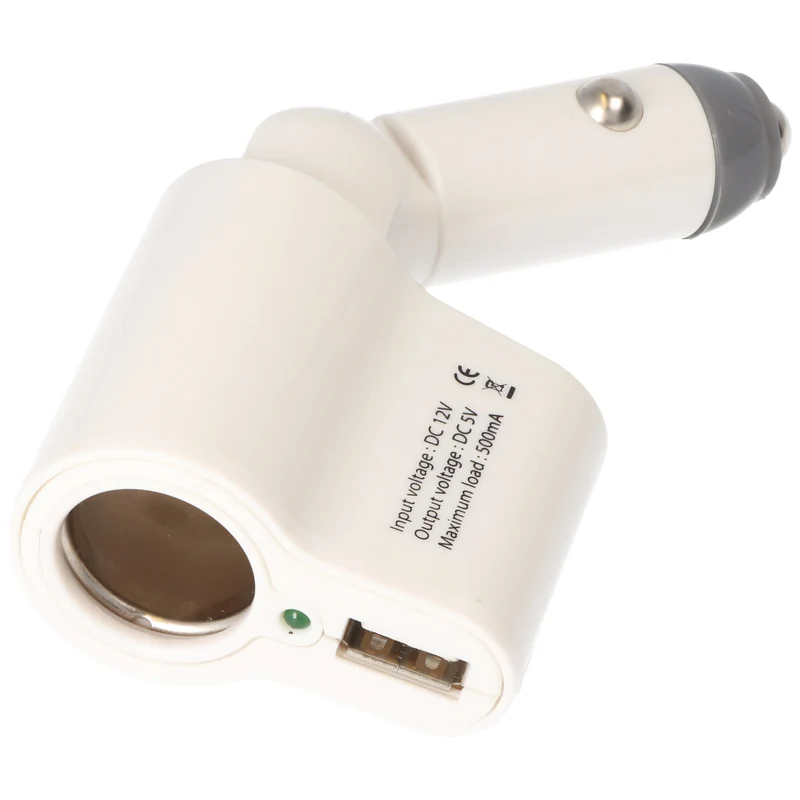 AccuCell Kfz-Ladegerät mit Buchse und USB, Weiß, Autoladegerät BH-13007, input DC 12V, output 5V, 500mA