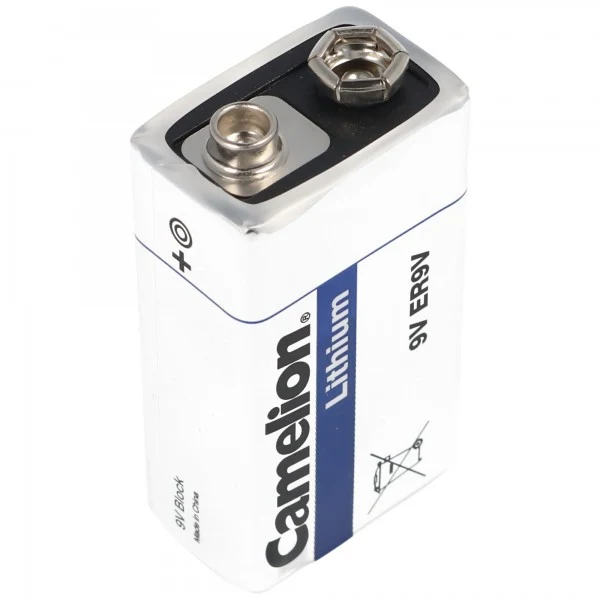 Camelion Marken Lithium Batterie 9 Volt, E-Block, ER9V, U9VL, U9VL-J, U9-VL, U-9VL ideal für Rauchmelder, Messgeräte