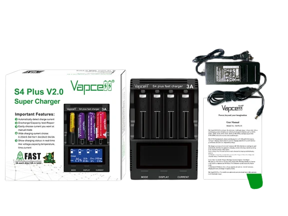 Vapcell S4 plus V3.0 professionelles Universal-Analyse-Ladegerät für Li-Ion, NIMH, NiCd Akkus