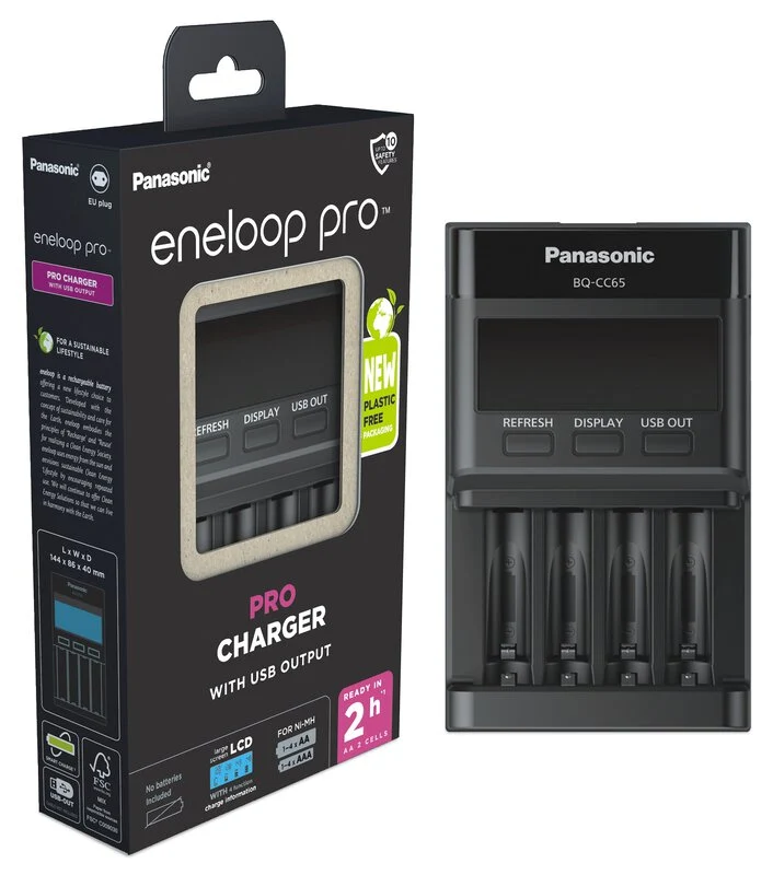 Panasonic Eneloop Pro Ladegerät BQ-CC65 für AA und AAA NiMh/NiCd Akkus