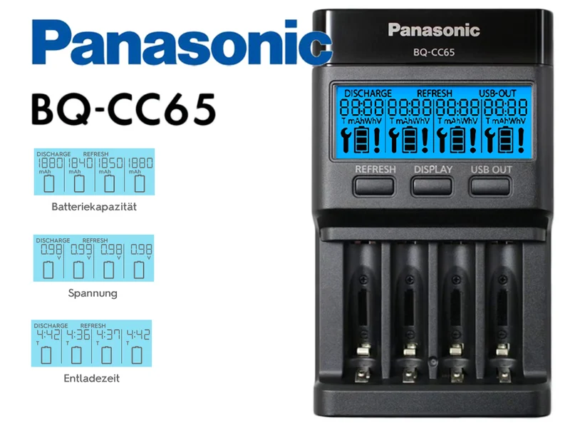 Panasonic Eneloop Pro Ladegerät BQ-CC65 für AA und AAA NiMh/NiCd Akkus