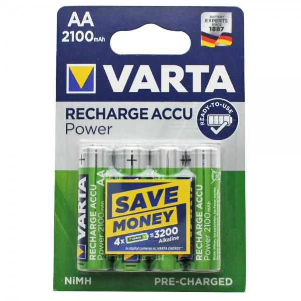 Technoline Schnelladegerät, Entladefunktion mit LCD-Display und 4x Varta 2100mAh Mignon AA