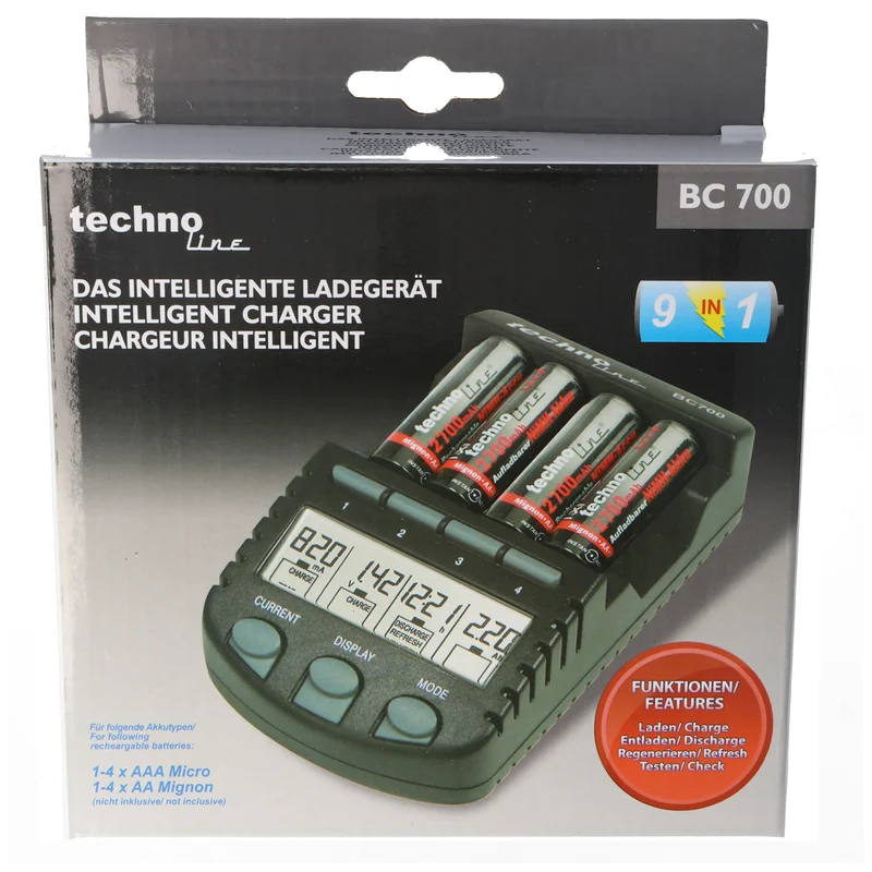 Technoline Schnellladegerät BC-700 ALPHA700 inkl. Akkus mit 2100mAh
