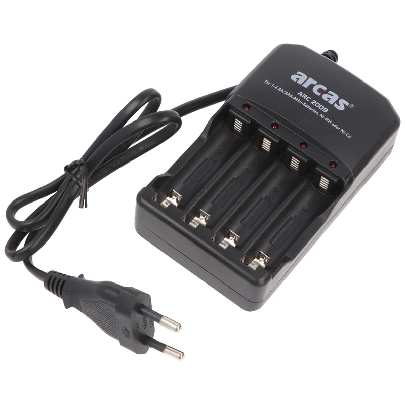 Arcas Ladegerät inklusive 4 Mignon AA NiMH Akkus mit 2700mAh zum Sparpreis
