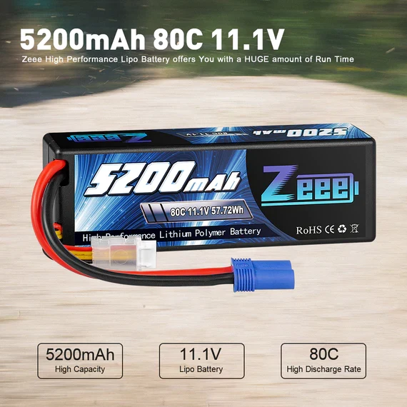 Zeee 3S 5200mAh 11,1V 80C EC5 Hardcase Lipo-Akku (2 Stück )