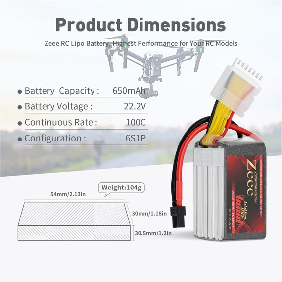 Zeee Premium Series 6S 650mAh 22,2V 100C XT30 (2 Stück)