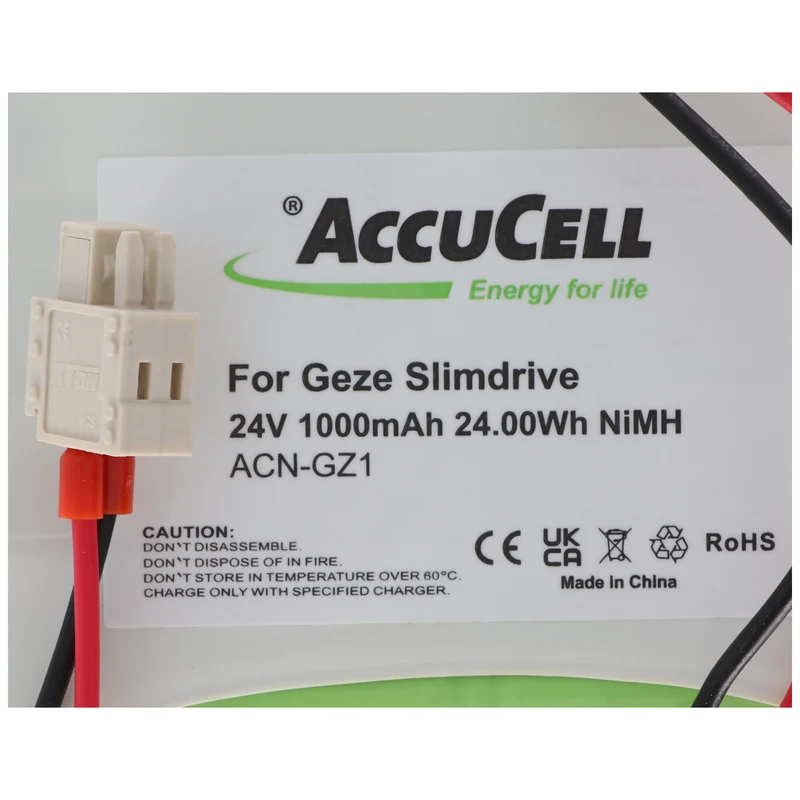 AccuCell Nachbau Akku Geze Slimdrive 24V 900mAh NiMH AkkuPack 106863, 25020