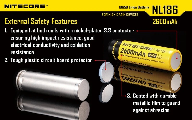 NiteCore Li-Ion-Akku 18650 - 2600mAh, 3,7V - NL1826