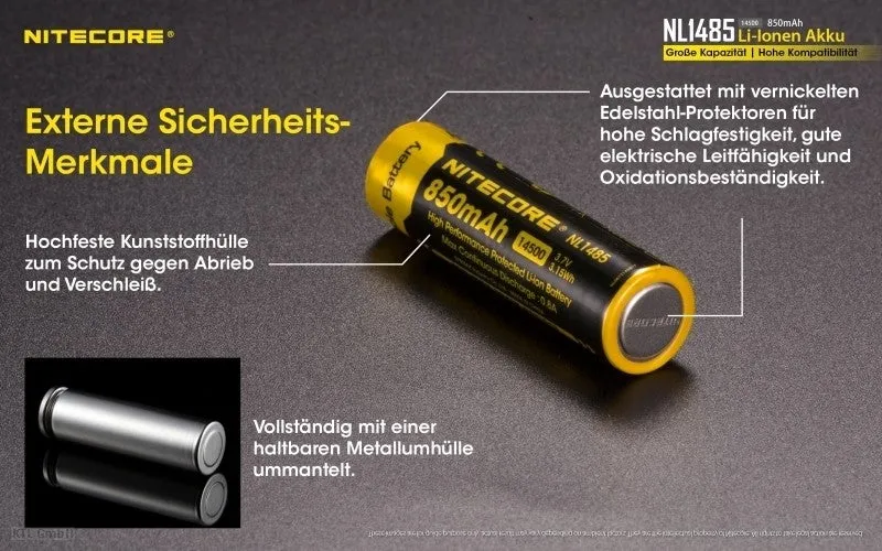 Nitecore 14500 - 850mAh, 3,6V - 3,7V NL1485 Li-Ion-Akku