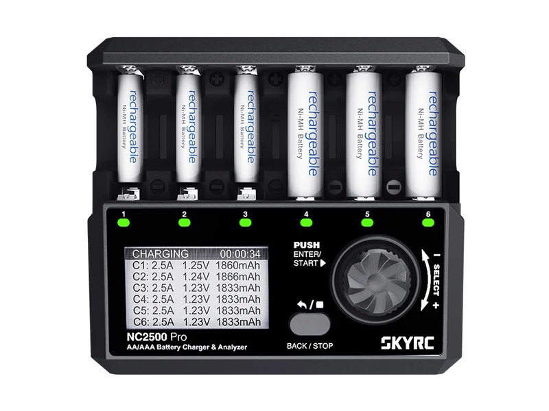 SkyRC NC2500 Pro intelligentes Analyse-Ladegerät für AA/AAA, NIMH/NiCd, Akkus