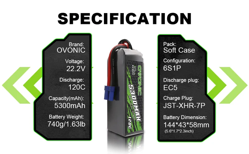 Ovonic Rebel 6S 5300mAh 22,2V 120C EC5 LiPo Akku