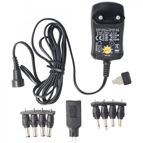AccuCell 3 Volt bis 12 Volt Universal-Netzteil inklusive 1 USB- und 8 DC-Adaptern, max. 3,6 W und 0,3A
