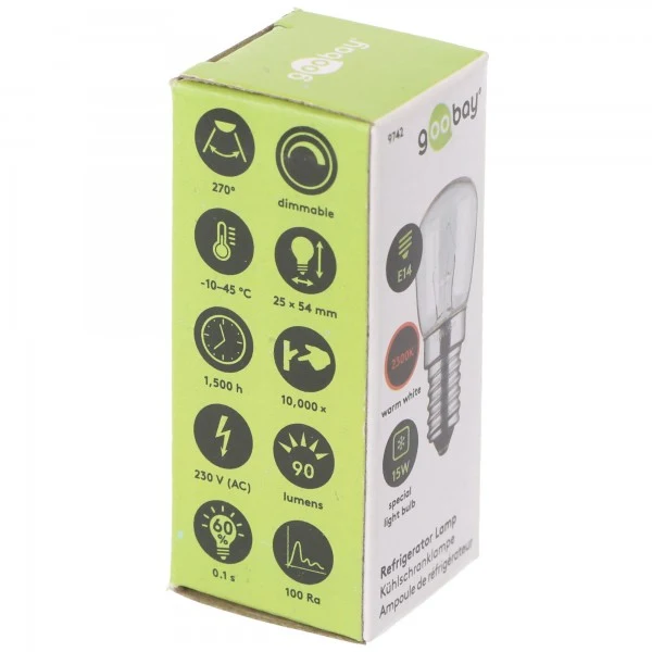 AccuCell Kühlschranklampe E14, 15 Watt Kühlschrankbirne
