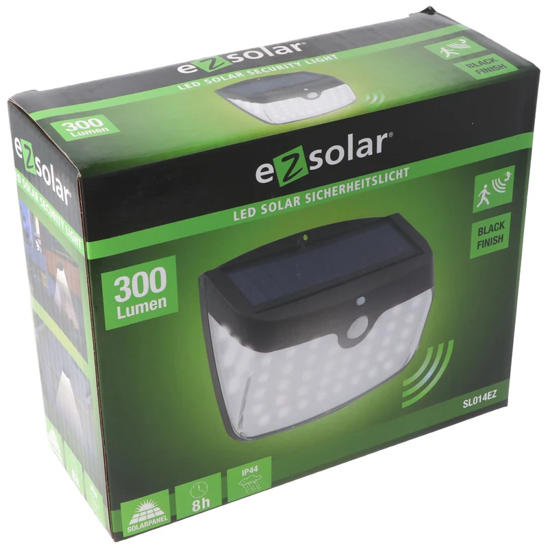 AccuCell Wandlicht LED Solar Sicherheitslicht inkl. 18650 Li-ion Akku mit Solarpanel