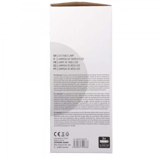 AccuCell LED-Tischleuchte Touchfunktion warm weiß inkl. 3x AAA Micro LR03 Batterien