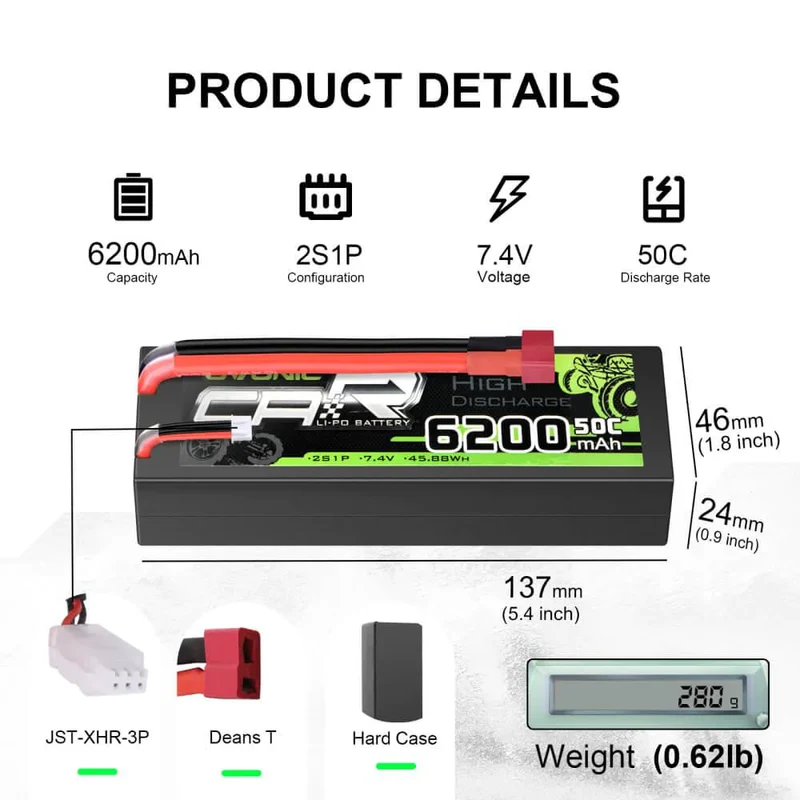Ovonic 2S 6200mAh 50C 7,4V Hardcase Dean (2 Stück)