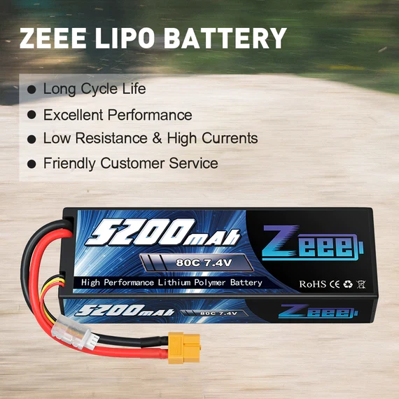 Zeee 2S 5200mAh 7.4V 80C XT60 Hardcase (2 Stück)