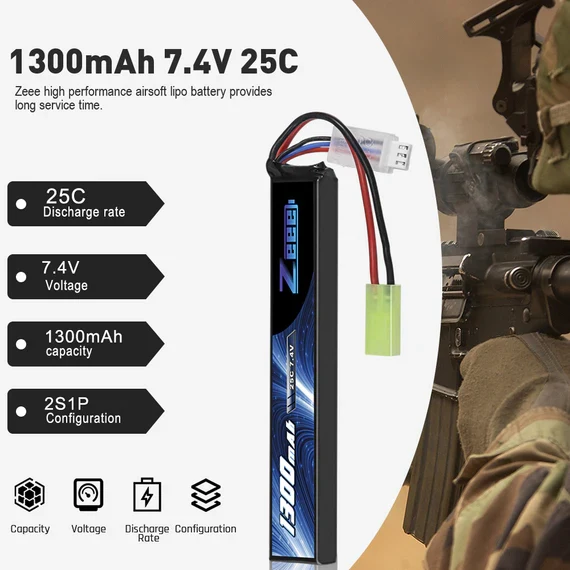 Zeee 2S 1300mAh 7,4V 25C Mini Tamiya-Stecker Akku