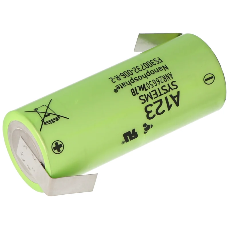 A123 ANR26650M1B 2500mAh 3,3V LiFePo4 Akku ohne Schutz mit Lötfahnen Z-Form