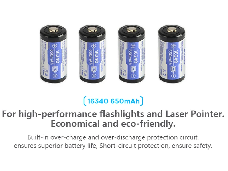 Xtar 16340 (LIR123A) - 650mAh 3,6V - 3,7V Li-Ion-Akku geschützt