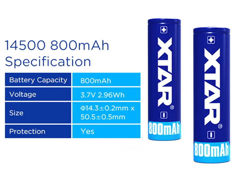 Xtar 14500 - 800 mAh 3,6 V - 3,7 V geschützter Li-Ion-Akku