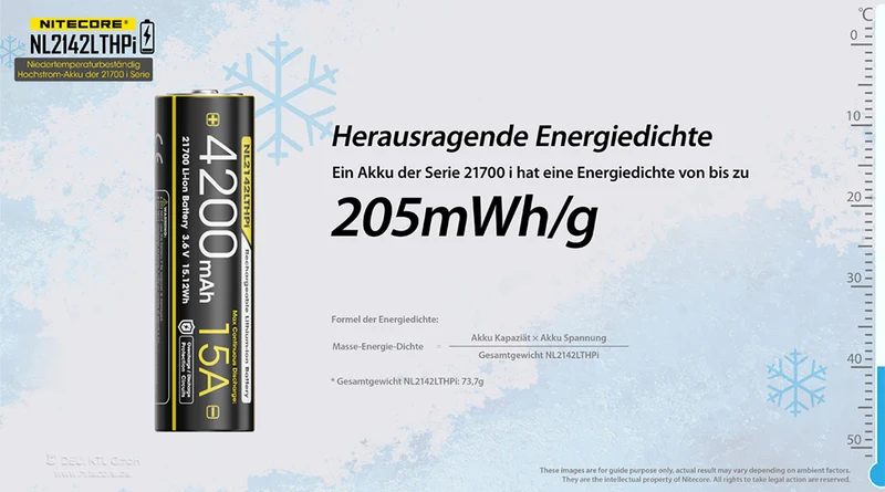 NiteCore NL2142LTHPi Li-Ionen 21700 - 4200mAh, 3,6V LOW TEMPERATURE - PCB bis 15A