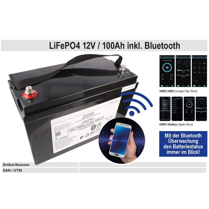 XCell 12V LiFePO4 Akku 100Ah Pro Ultimate inkl Bluetooth Blei Akku AGM Ersatz