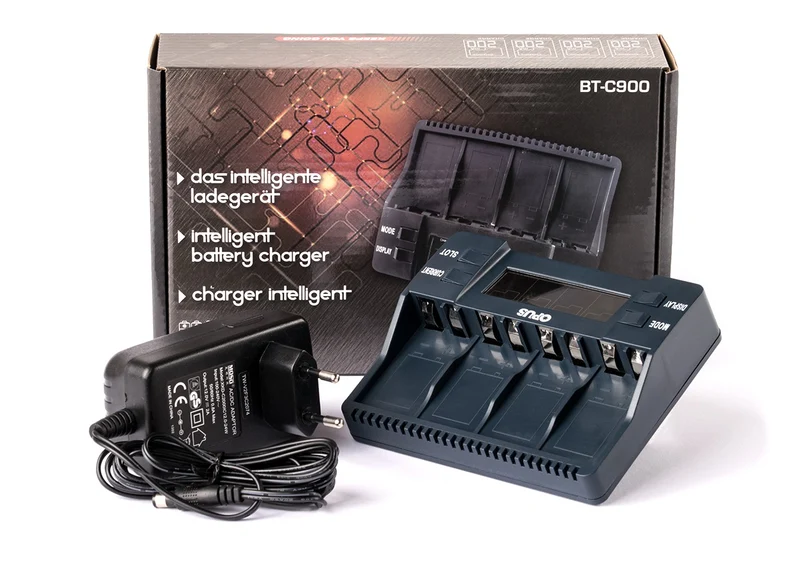 Opus Ladegerät BT-C900 für 9V-Block Li-Ion, NIMH, NiCd Akkus