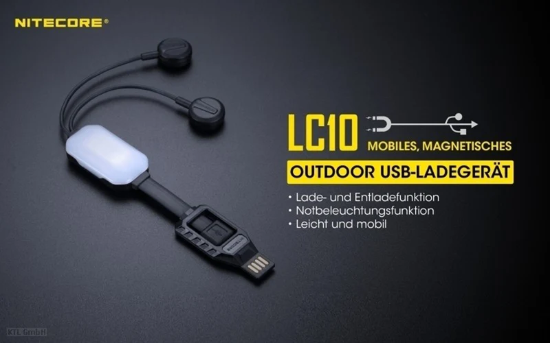 Nitecore LC10 kompaktes Reise-Ladegerät für Zylindrische Li-Ionen Akkus