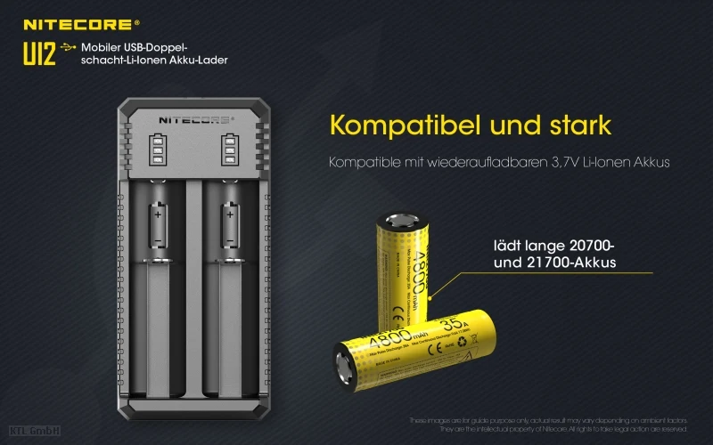 Nitecore Ui2 - USB Zwei Schacht-Ladegerät für Lithium Ionen Akkus