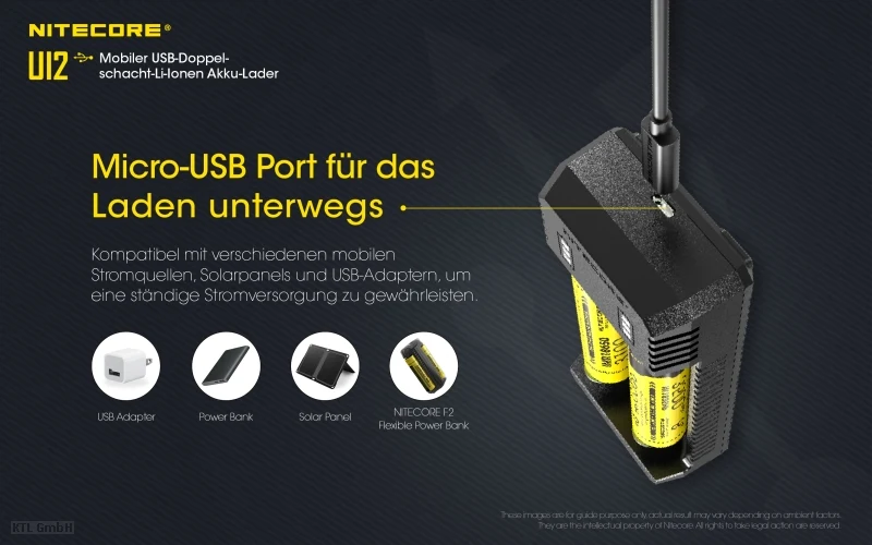 Nitecore Ui2 - USB Zwei Schacht-Ladegerät für Lithium Ionen Akkus