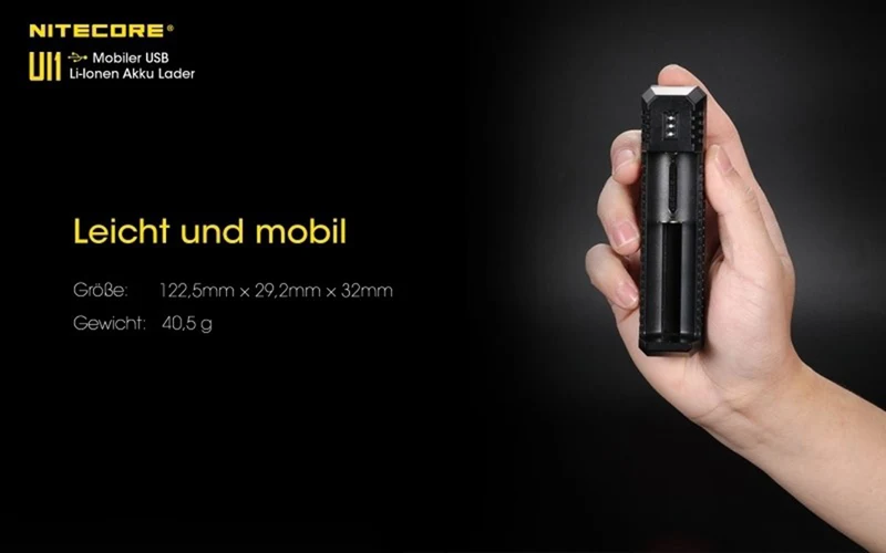 Nitecore Ui1 - USB Ein Schacht-Ladegerät für Lithium Ionen Akkus