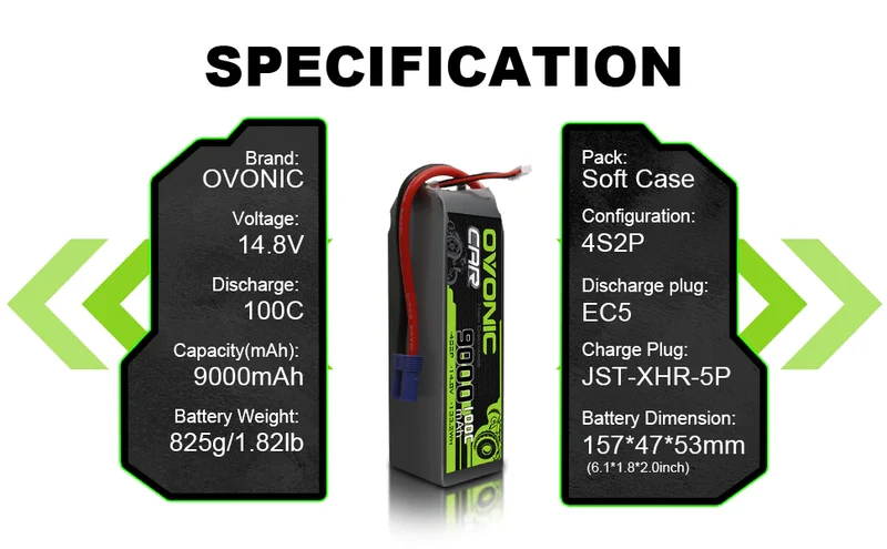 Ovonic 4S 9000mAh 100C LiPo Akku 14,8V EC5
