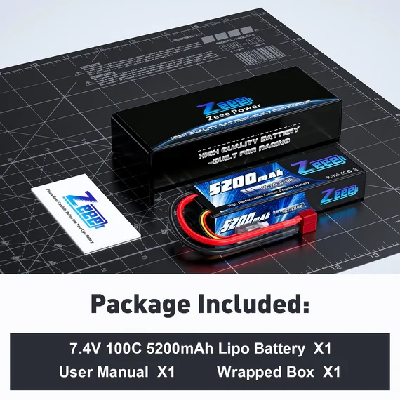 Zeee 2S 5200mAh 7,4V 100C Hardcase Deans LiPo Akku