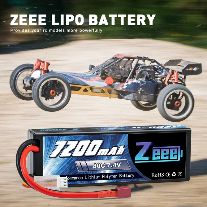 Zeee 2S 7200mAh 7.4V 80C Hardcase Dean LiPo Akku