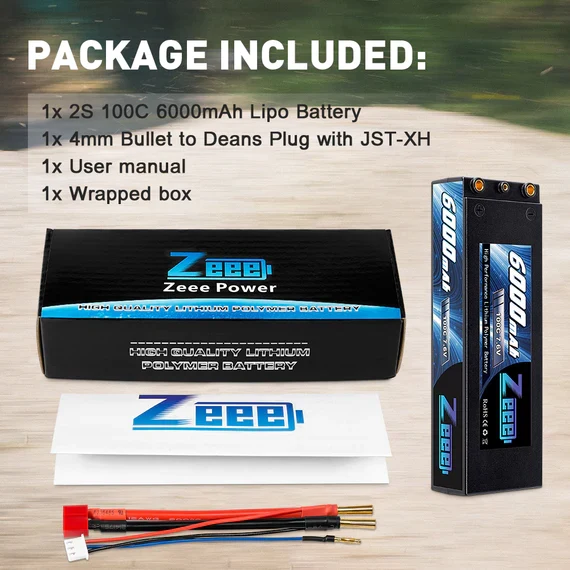 Zeee 2S 6000mAh 7,6V 100C Hardcase Dean Lipo Akku