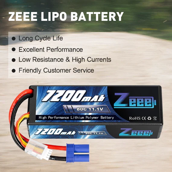Zeee 3S Lipo Akku 7200mAh 11,1V 80C EC5 Hardcase (2 Stück)