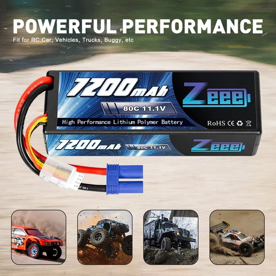 Zeee 3S Lipo Akku 7200mAh 11,1V 80C EC5 Hardcase (2 Stück)