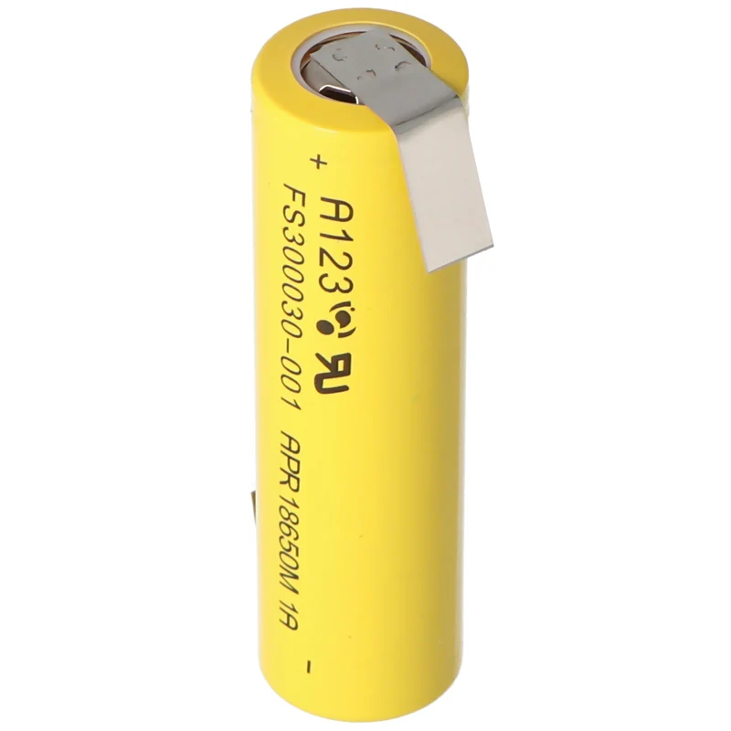A123 APR18650M-A1 1100mAh 3,3V LiFePo4 Akku Lötfahne Z-Form