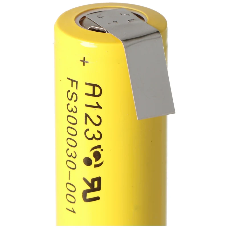 A123 APR18650M-A1 1100mAh 3,3V LiFePo4 Akku Lötfahne Z-Form