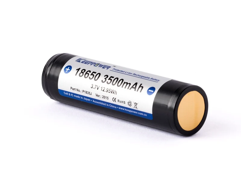 Keeppower 18650 - 3500mAh 3,6V - 3,7V Li-Ion-Akku geschützt (Pluspol erhöht) NCR18650GA