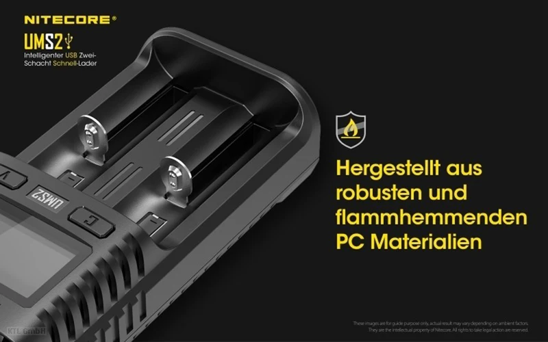 Nitecore UMS2 - intelligentes 2 - Schacht USB Ladegerät für Li-Ion, LiFePo4, Ni-MH, Ni-CD Akkus