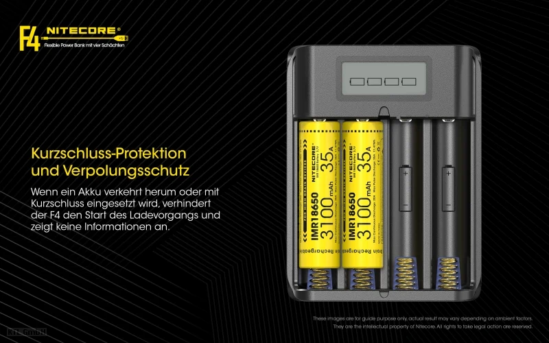 Nitecore F4 FlexBank Powerbank-Ladegerät für Li-Ionen-Akkus