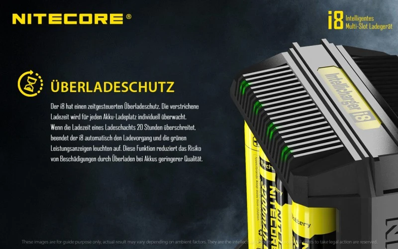 Nitecore Intellicharger I8 - Ladegerät für Li-Ion und Ni-MH, Ni-CD Akkus