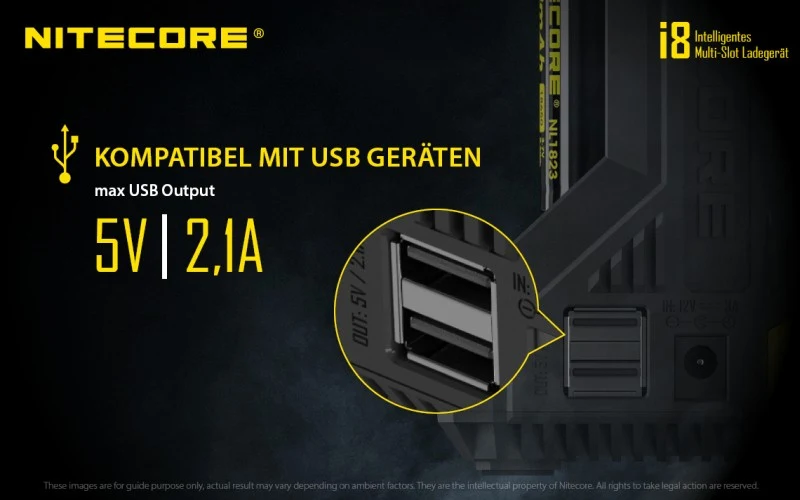 Nitecore Intellicharger I8 - Ladegerät für Li-Ion und Ni-MH, Ni-CD Akkus